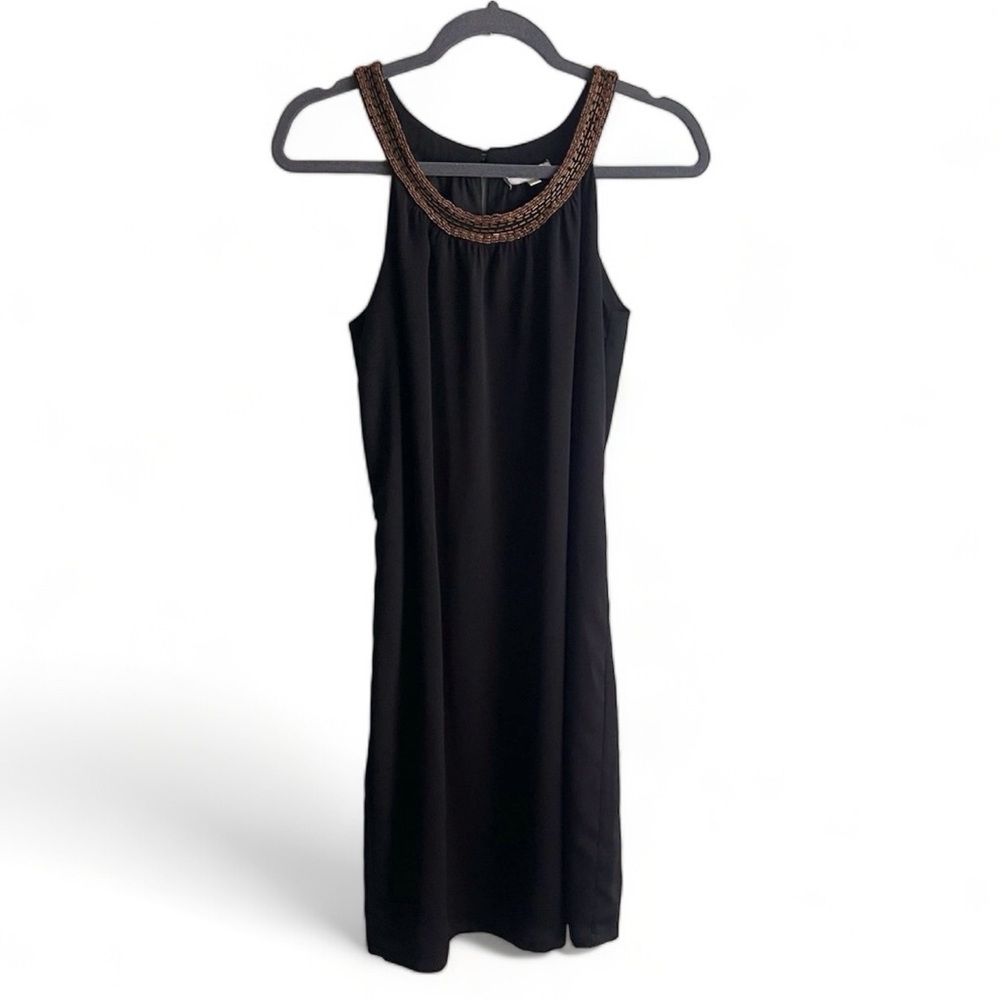 Jade Melody Tam little black dress with beaded trim neckline